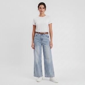 MOLLY BRACKEN Jean 30 Blue Wide Leg Flare High Waist Retro Boho 70s Chic Hippie